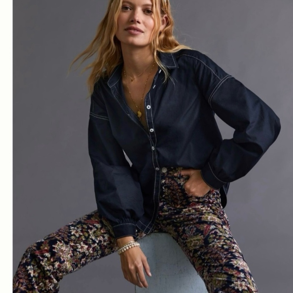 Anthropologie Black Button Down Shirt
